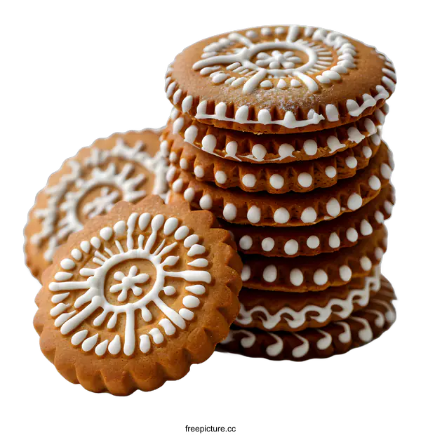 [Transparent Background PNG]gingerbread cookies decorated with white icing