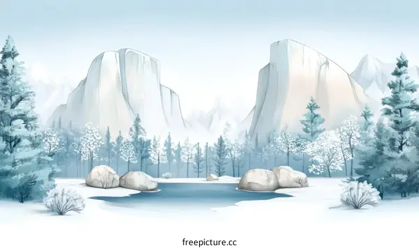 Winter Wonderland Landscape Illustration