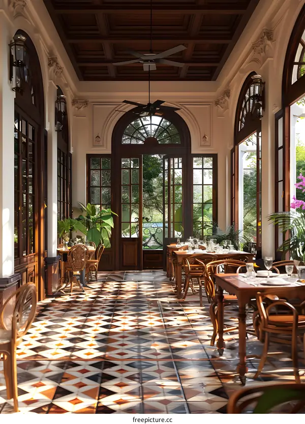 Elegant Indoor Restaurant with Garden View
