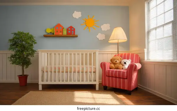 Baby Nursery Room Decor with Crib and Chair