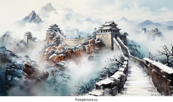 great wall of china illustration