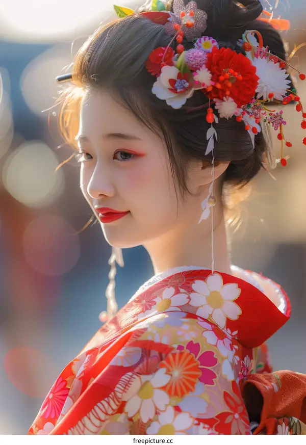 Geisha in Traditional Kimono, Kyoto, Japan