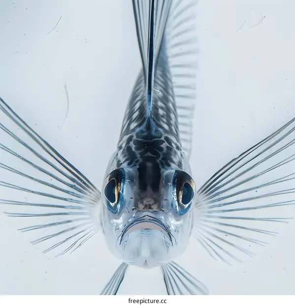 A close-up of a fish with its fins spread out