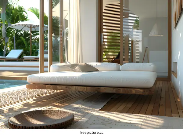 Minimalist Modern Tropical Living Room With White Sofa