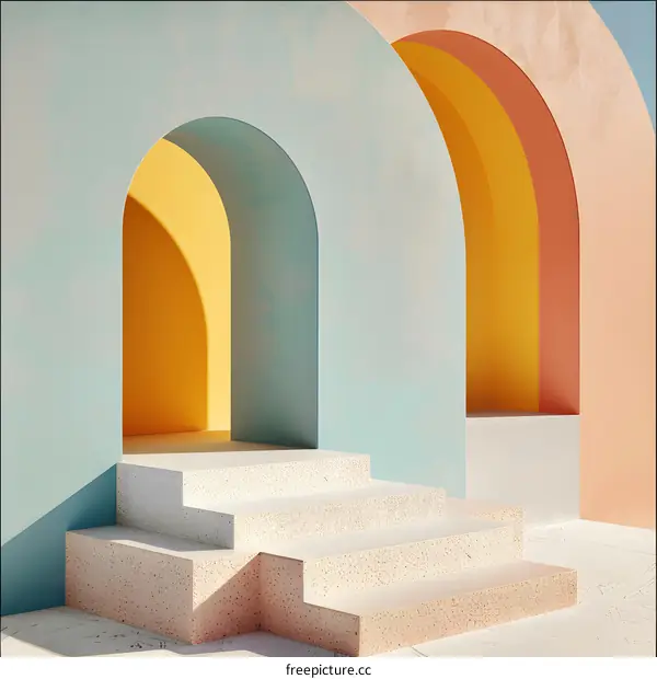 Abstract Minimalist Archway with Pastel Colors
