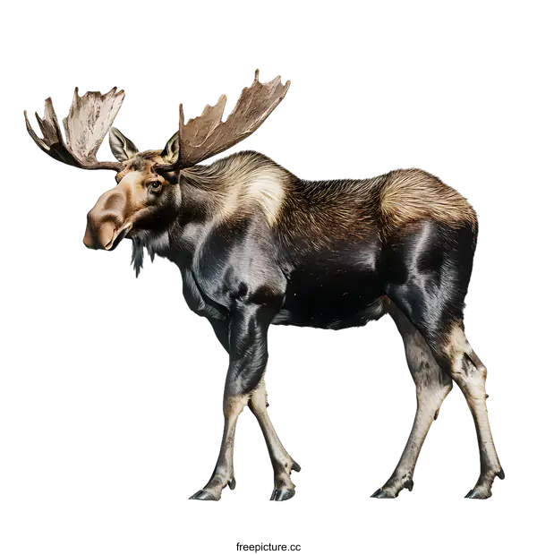[Transparent Background PNG]Moose With Antlers Isolated On White Background