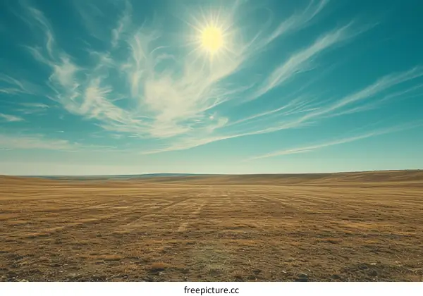 A Vast Golden Field Under a Vibrant Blue Sky