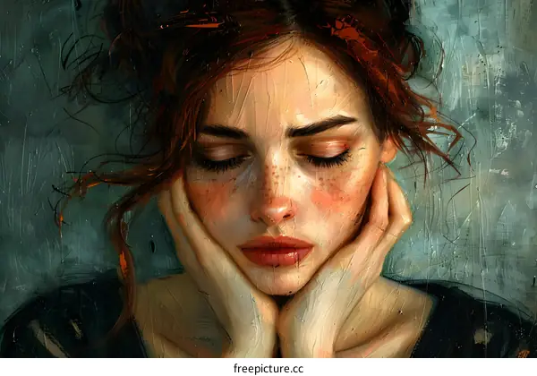 Portrait of a young woman with freckles and red hair