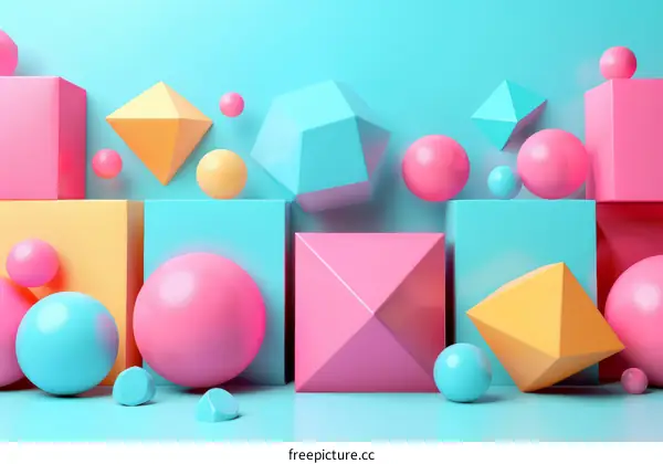 Abstract 3D Shapes and Spheres Composition