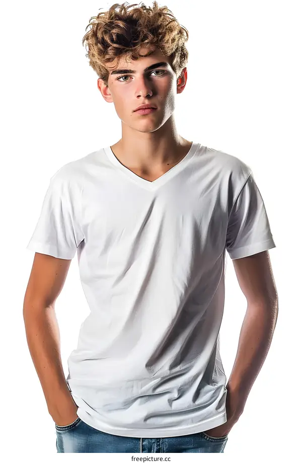 Portrait of a handsome young man in a white shirt