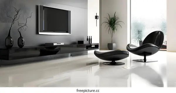 Modern Living Room Interior Design With Black Furniture