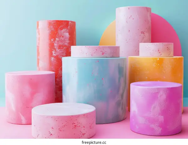 Colorful Cylindrical Display Stands for Product Photography