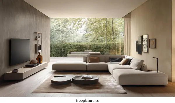 Modern Living Room with Sectional Sofa and TV Unit