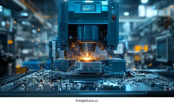 Industrial Manufacturing Process with Sparks