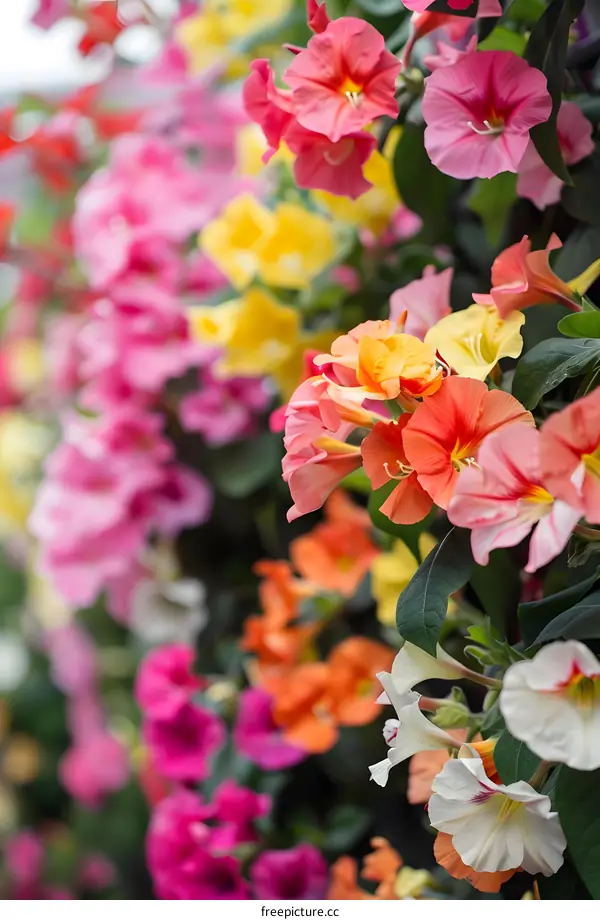 Colorful Petunias in Bloom
