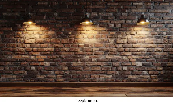 Brick Wall Interior with Pendant Lights
