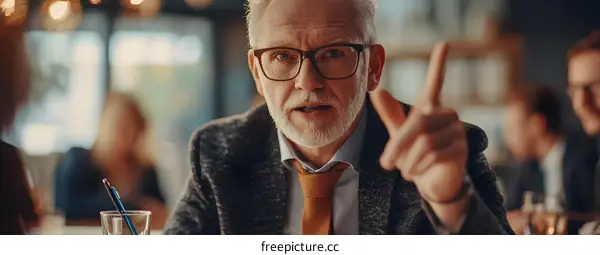 Senior Businessman Giving Presentation To Colleagues In Meeting Room