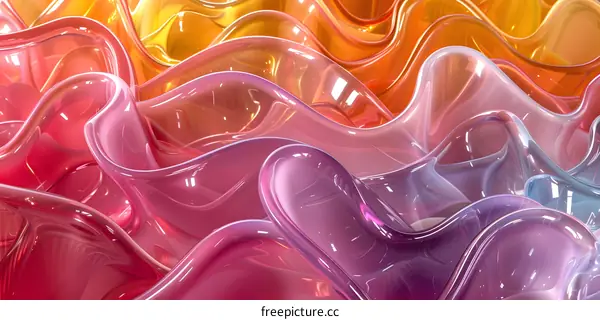 Abstract Colorful Wavy Glass Texture