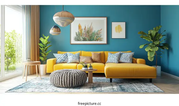 Modern Living Room Interior Design with Vibrant Colors