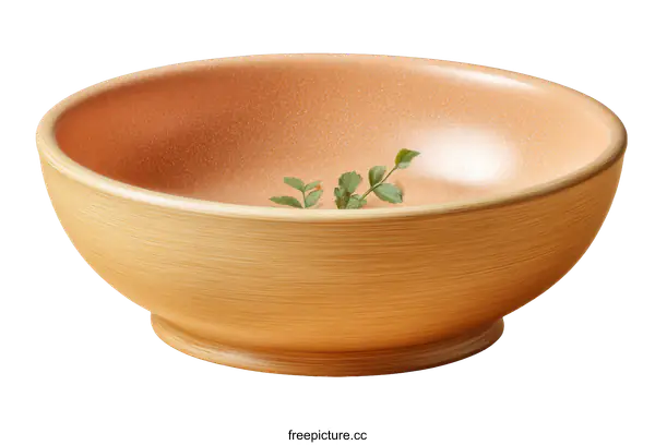 [Transparent Background PNG]Wooden Bowl with Light Orange Interior