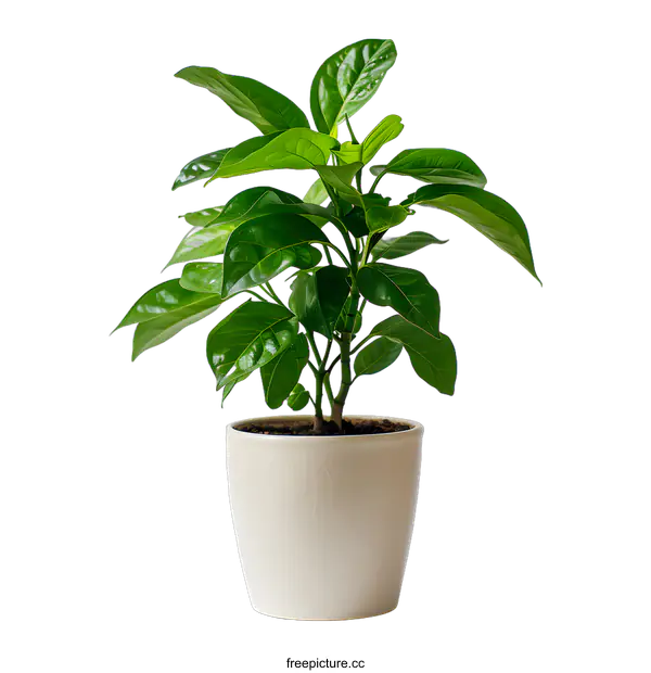 [Transparent Background PNG]Green Plant in a White Pot on a White Background
