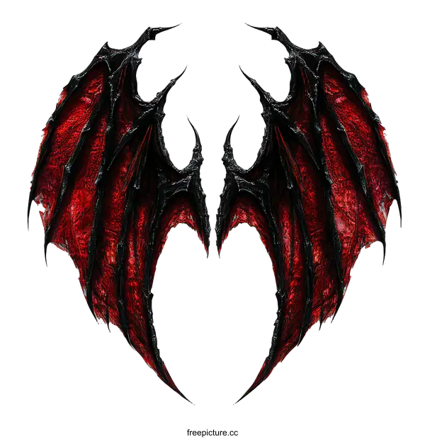 [Transparent Background PNG]Pair of Dark Red Demon Wings