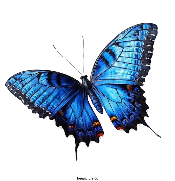 [Transparent Background PNG]Beautiful Blue Butterfly with Detailed Wings