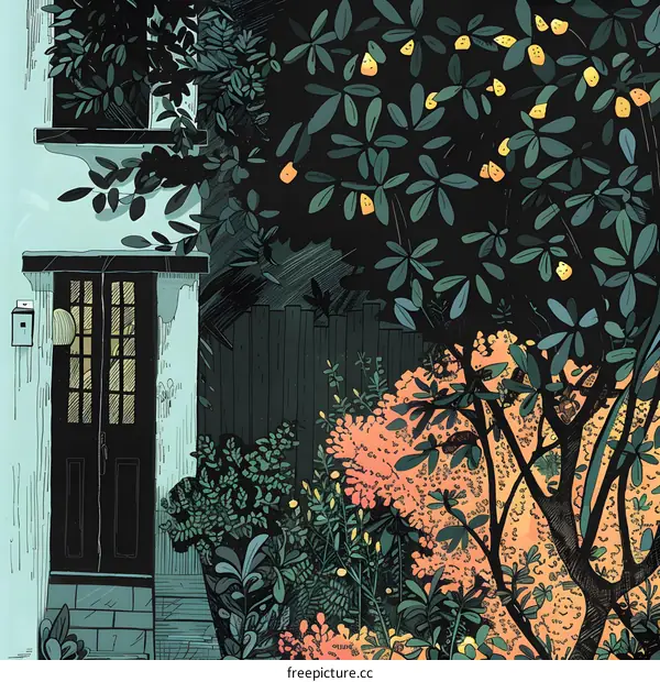 Illustration of a House with a Garden