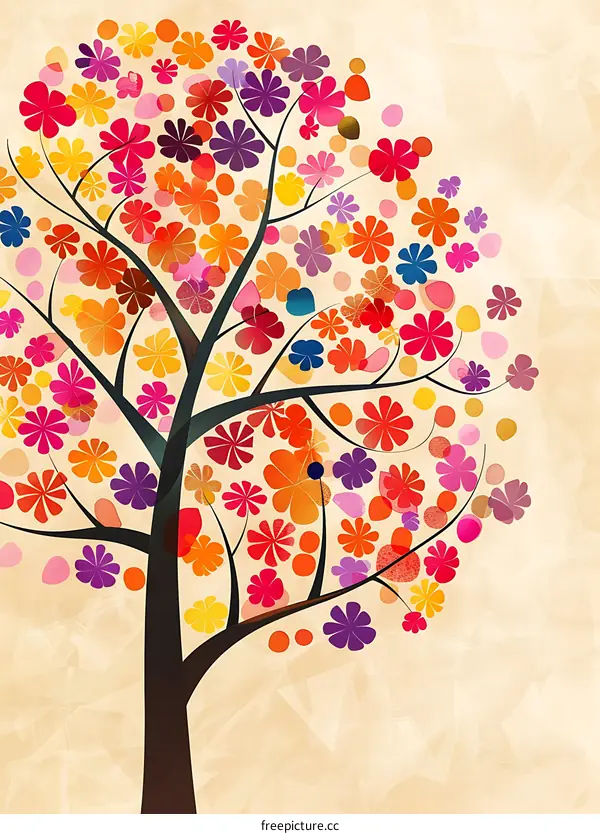 Abstract Colorful Tree Illustration
