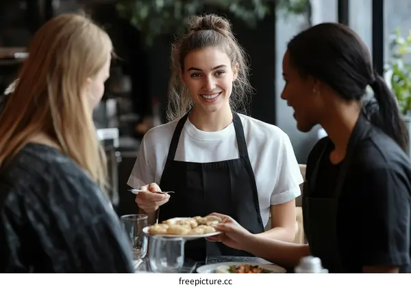 Three People Enjoying a Meal Together