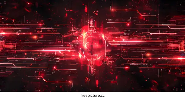 Red abstract technology background