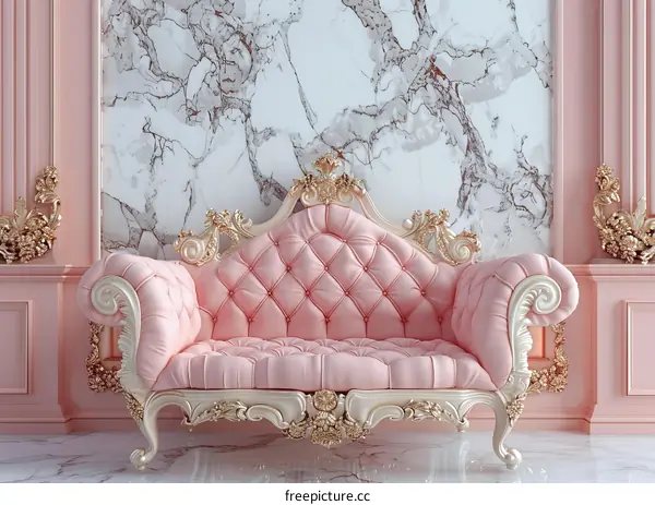 Pink Baroque Sofa in a Stylish Room