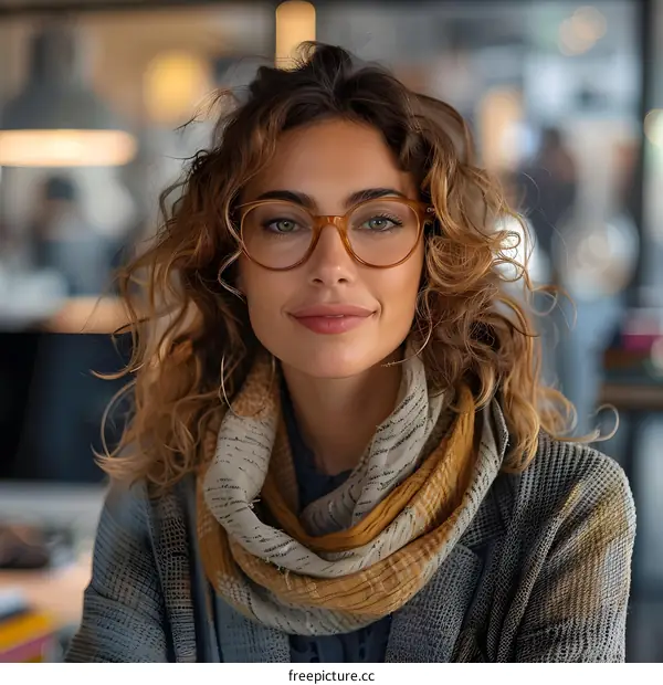 portrait of a young woman wearing glasses and a scarf