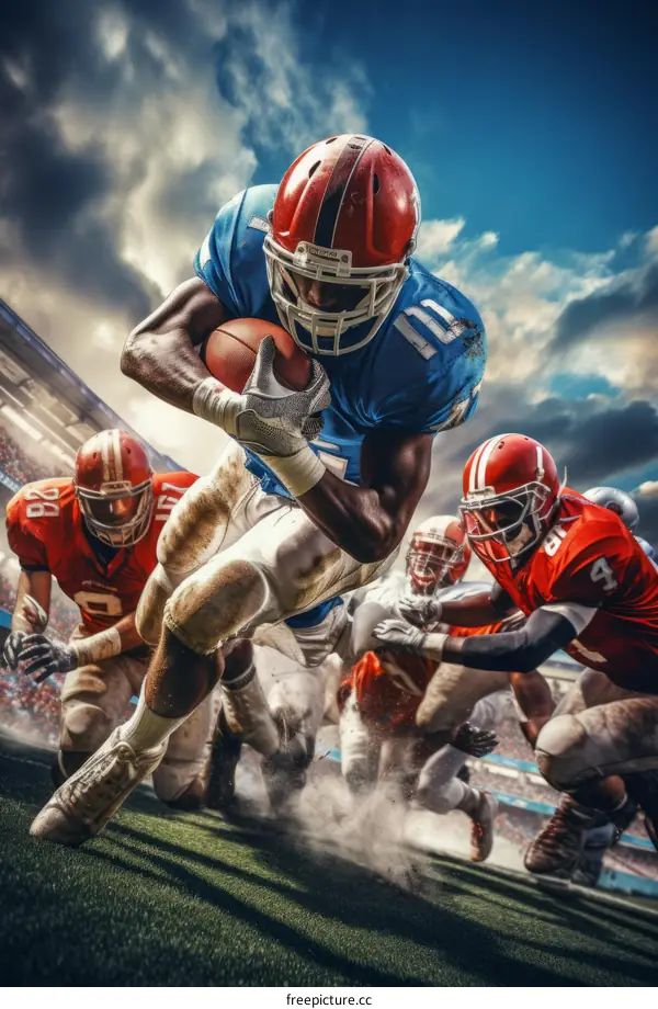 American football players in action