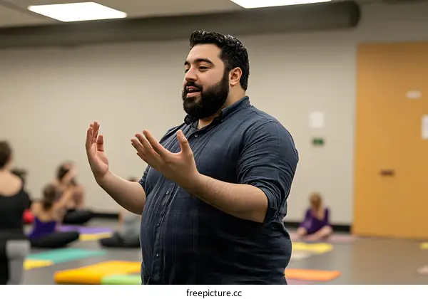Instructor Leading Yoga Class in Studio
