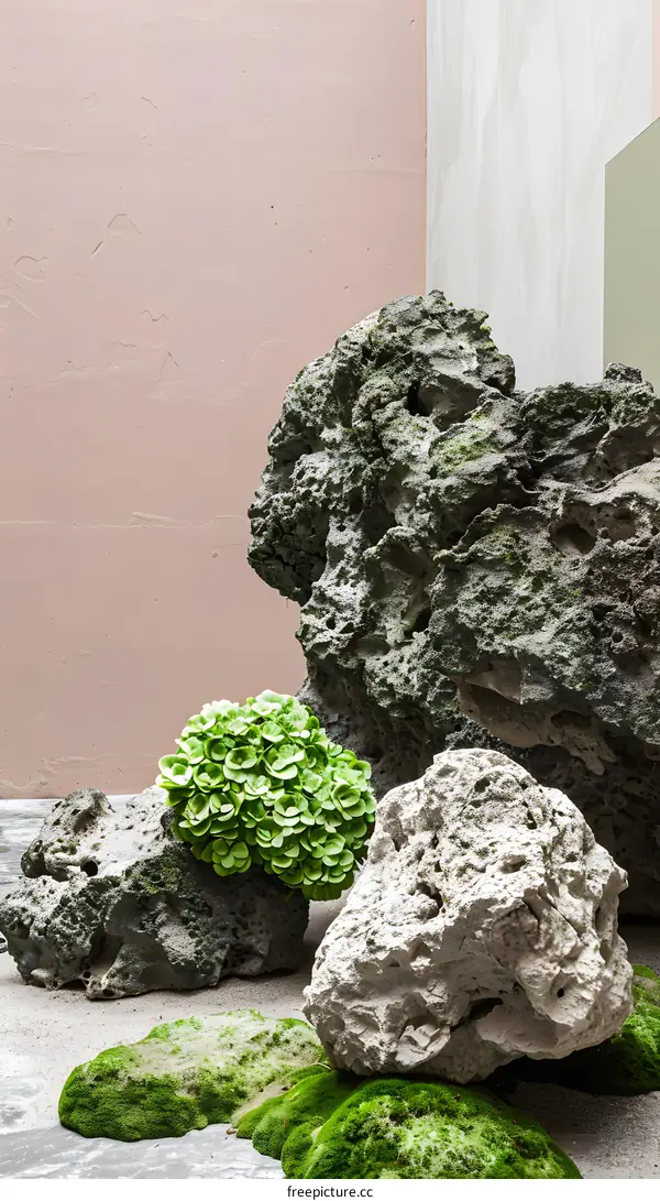 Green Plants and Rocks Minimalist Interior Design