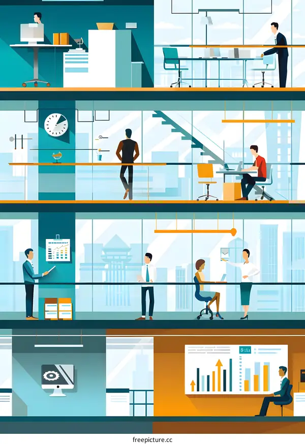 Modern Office Building Interior Design Illustration