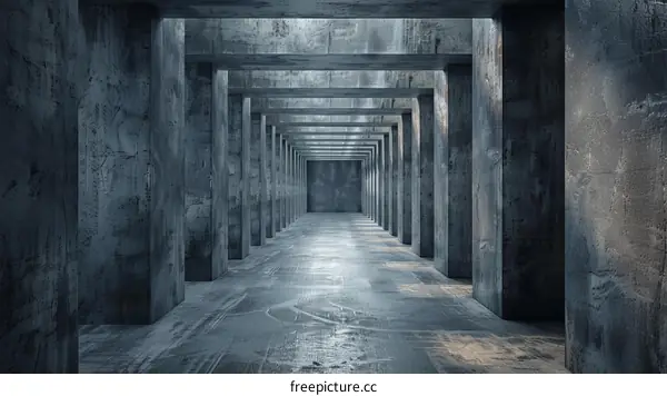 Dark futuristic sci-fi concrete tunnel