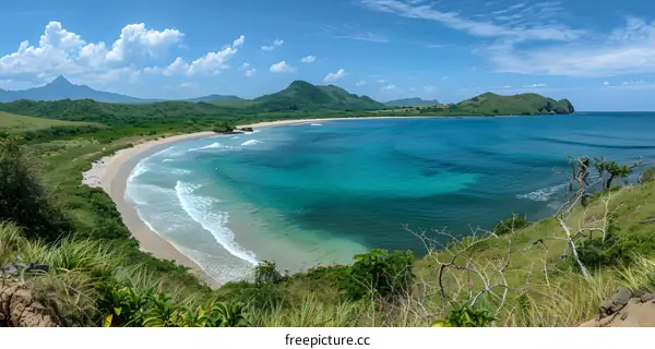 Scenic view of Tanjung Aan Beach Lombok Indonesia