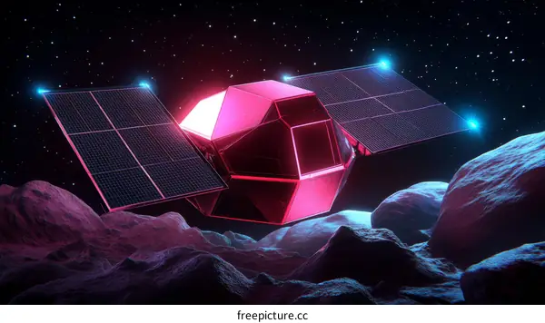 Futuristic Spacecraft in the Asteroid Field