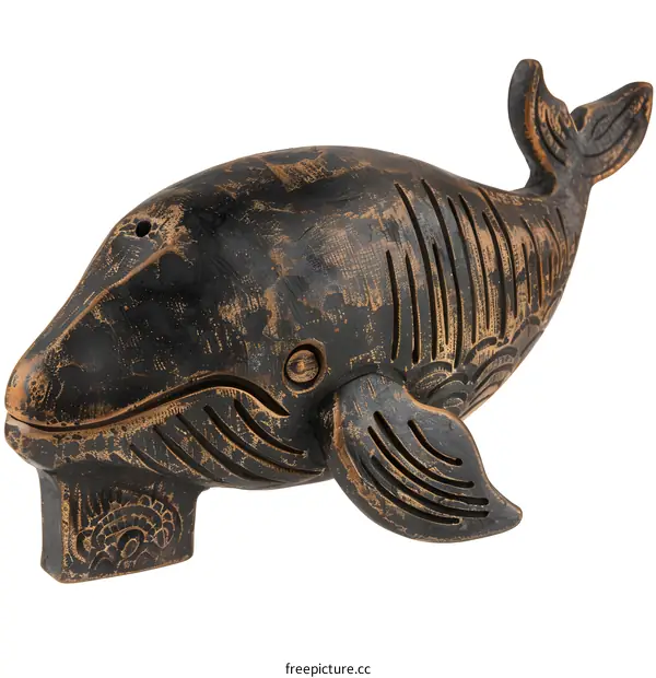 A ceramic whale figurine with a hole on its back