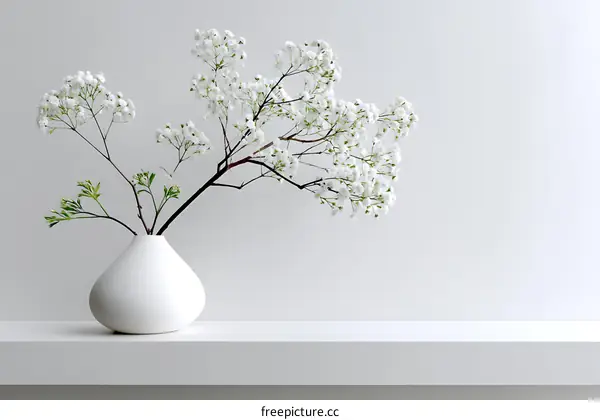 Elegant White Floral Arrangement on a Shelf