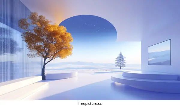 Modern Architecture Exterior Winter Scene