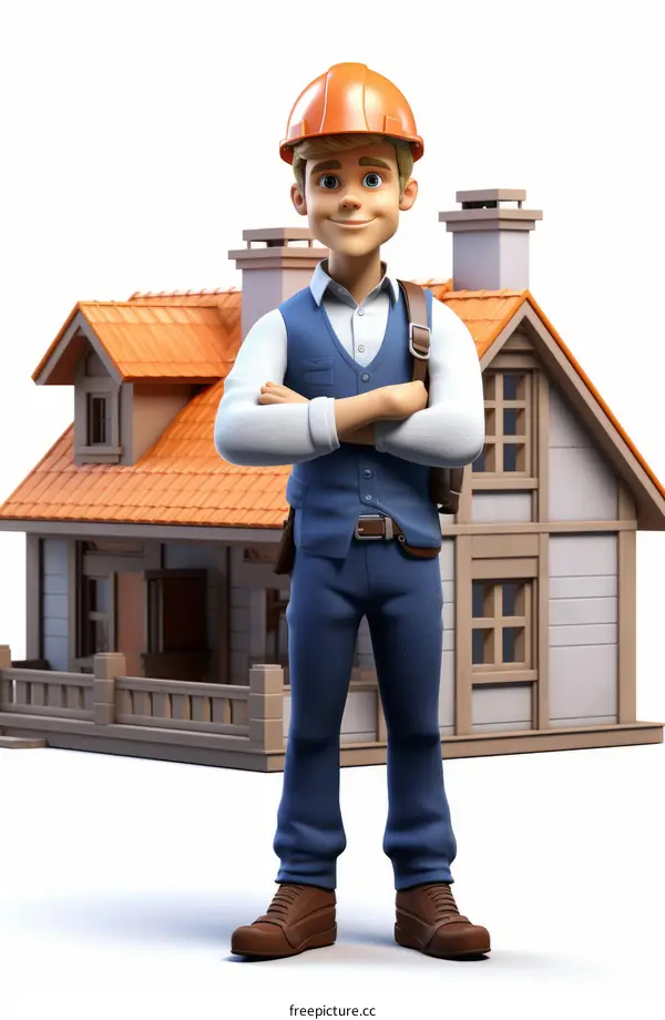 Builder standing in front of a house
