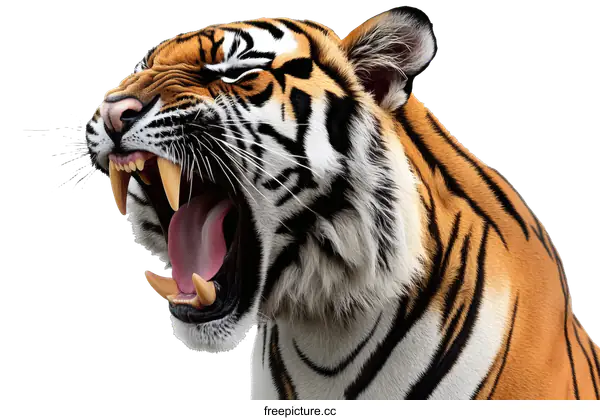 [Transparent Background PNG]Ferocious Tiger Roaring Close-up