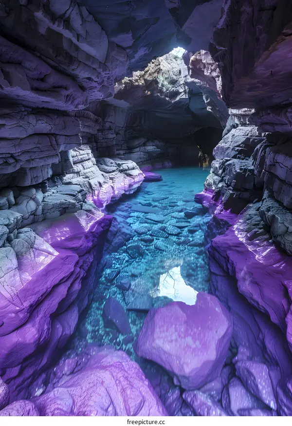 Enchanting Cave with Turquoise Water