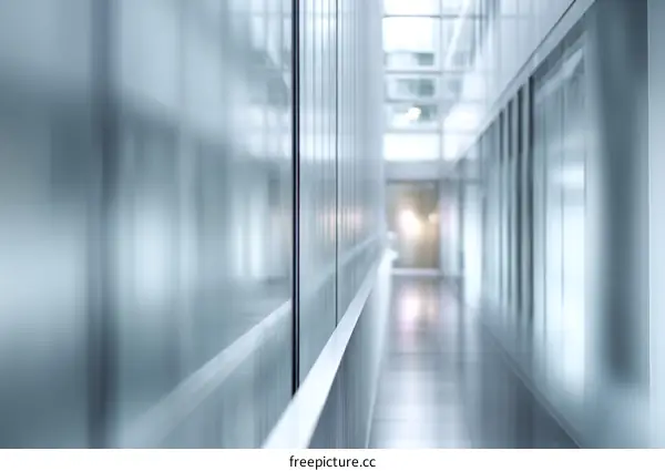Modern Office Corridor with Glass Walls