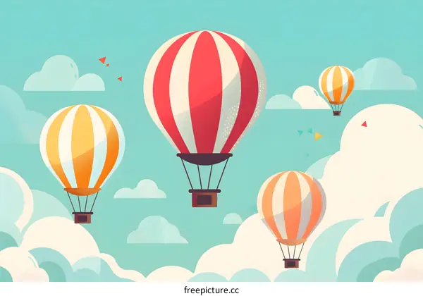 Colorful Hot Air Balloons Flying In The Sky