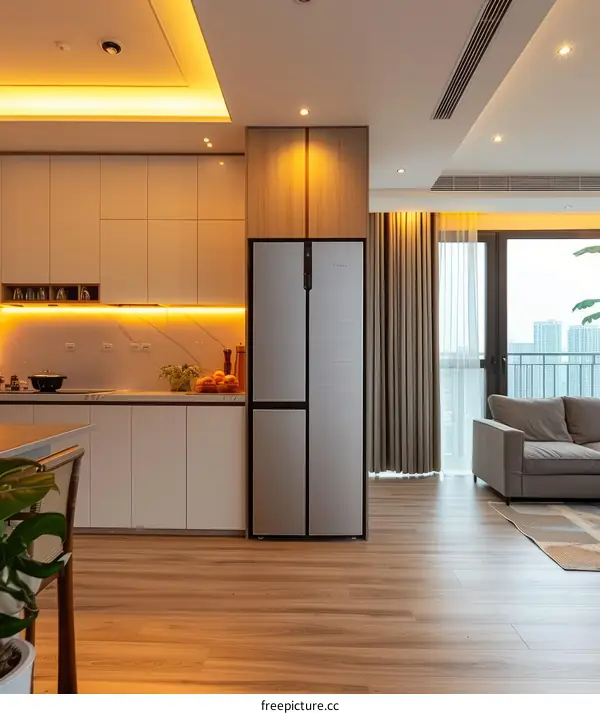 Modern Minimalist Apartment Interior Design with Open Kitchen