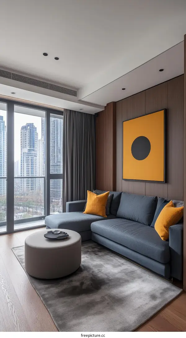 Modern Living Room Interior Design with City View